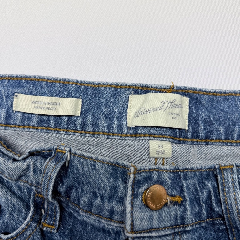 Universal Thread Vintage Straight Jeans Womens 8R Medium Wash High Rise - Picture 3 of 10